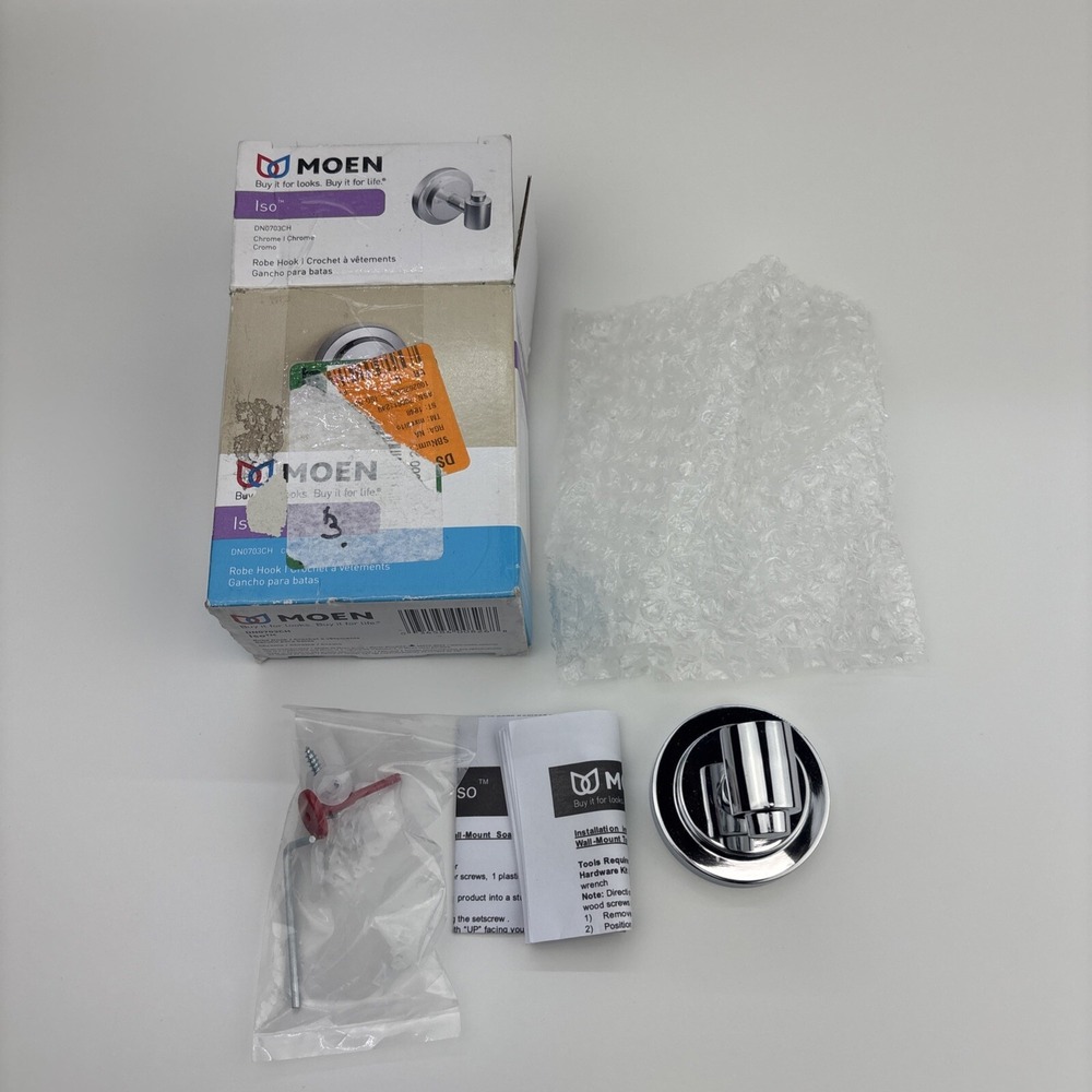 Moen‎ Iso Chrome Robe/ Towel Hook DN0703CH NEW - Picture 2 of 8